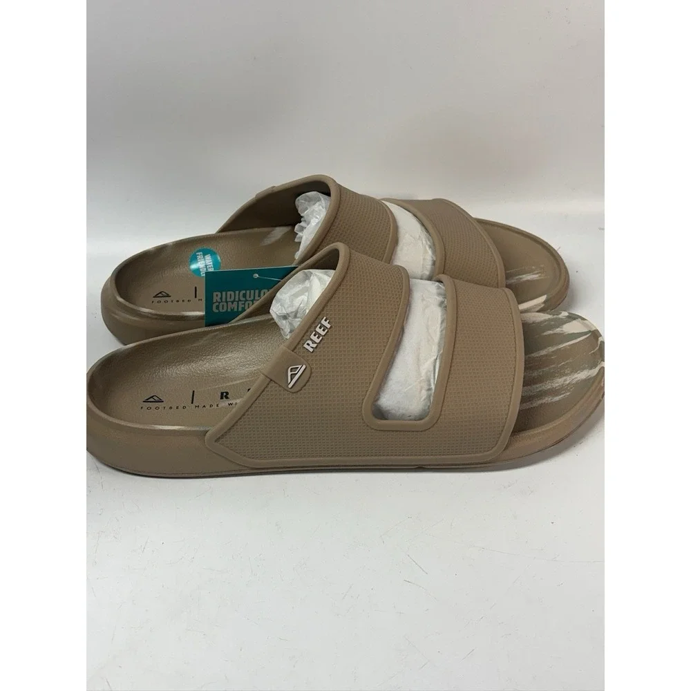 REEF Oasis Double Up Sandals CJ6241 Mens Fossil Birch Slides Size 13